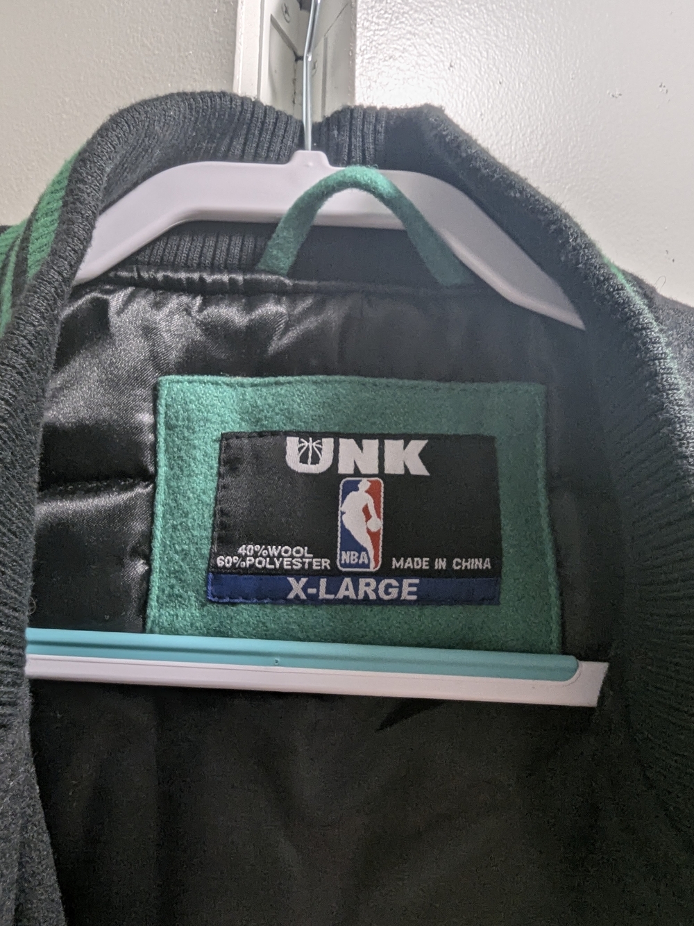 NBA Celtics Black and Teal Varsity Jacket with Embroidered Mascot Patch - Picture 2 of 7
